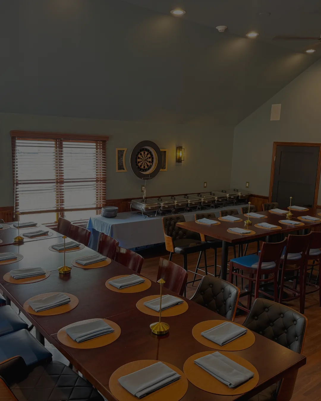 Dartboard and buffet station set for a party